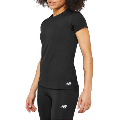 Black - Side - New Balance Womens-Ladies Plain Running T-Shirt