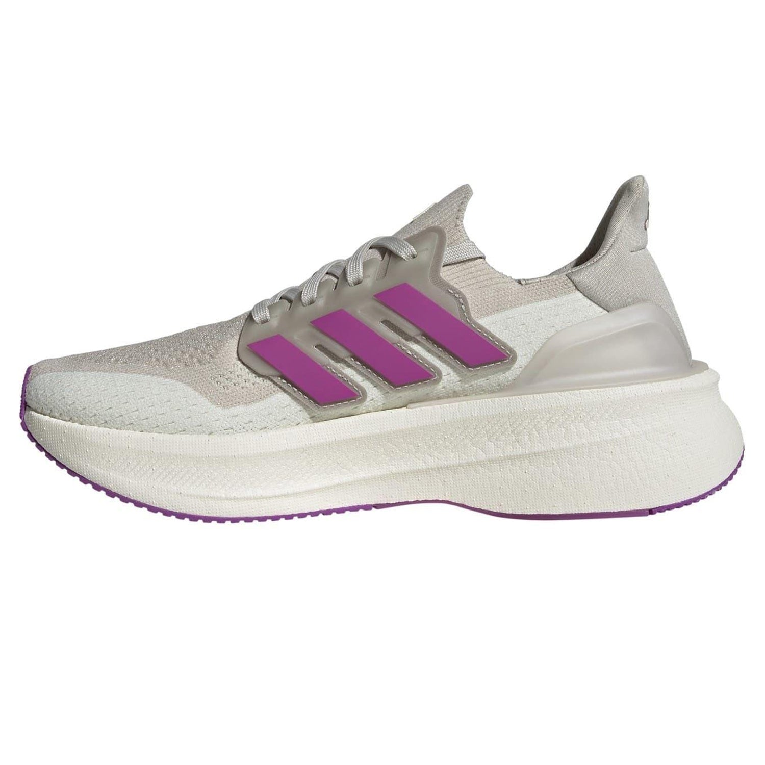 Aluminium Grey-Purple-Ivory - Side - Adidas Womens-Ladies Ultraboost 5 Running Shoes