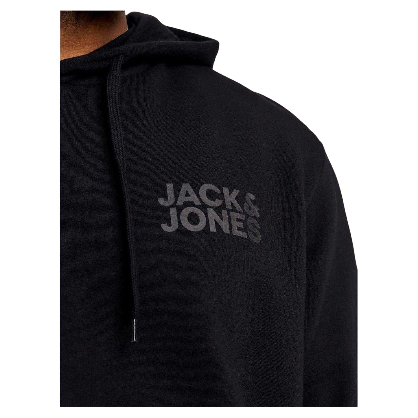 Black - Side - Jack And Jones Mens Logo Hoodie