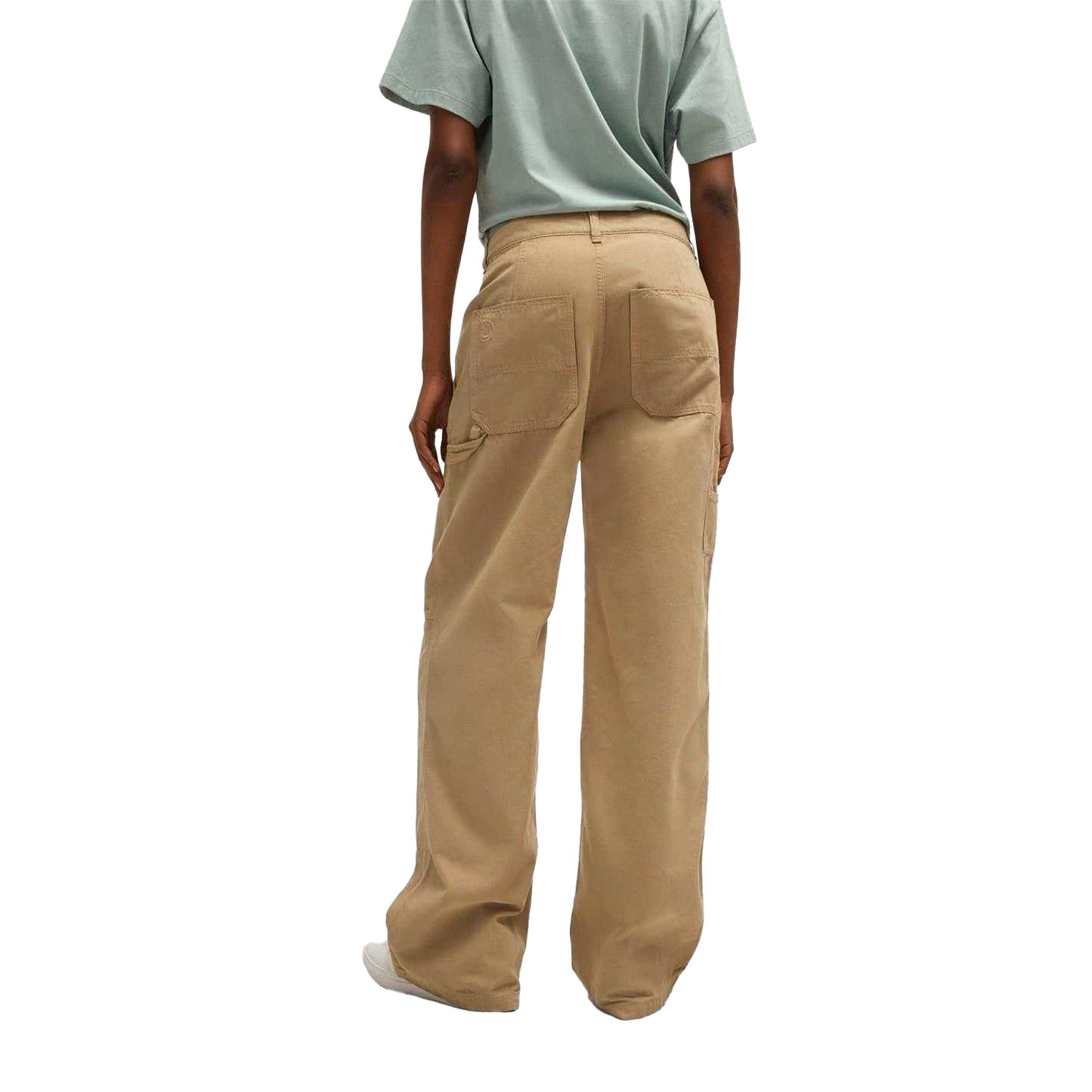Beige - Back - Hugo Womens-Ladies Hacarpe Straight Leg Cargo Trousers