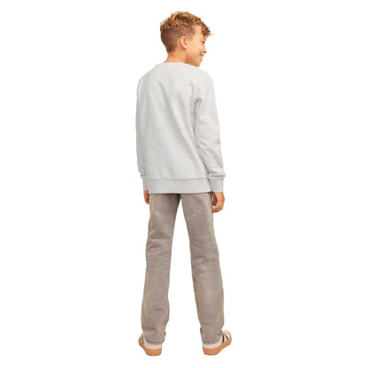 White Melange - Back - Jack And Jones Childrens-Kids Logo Sweatshirt