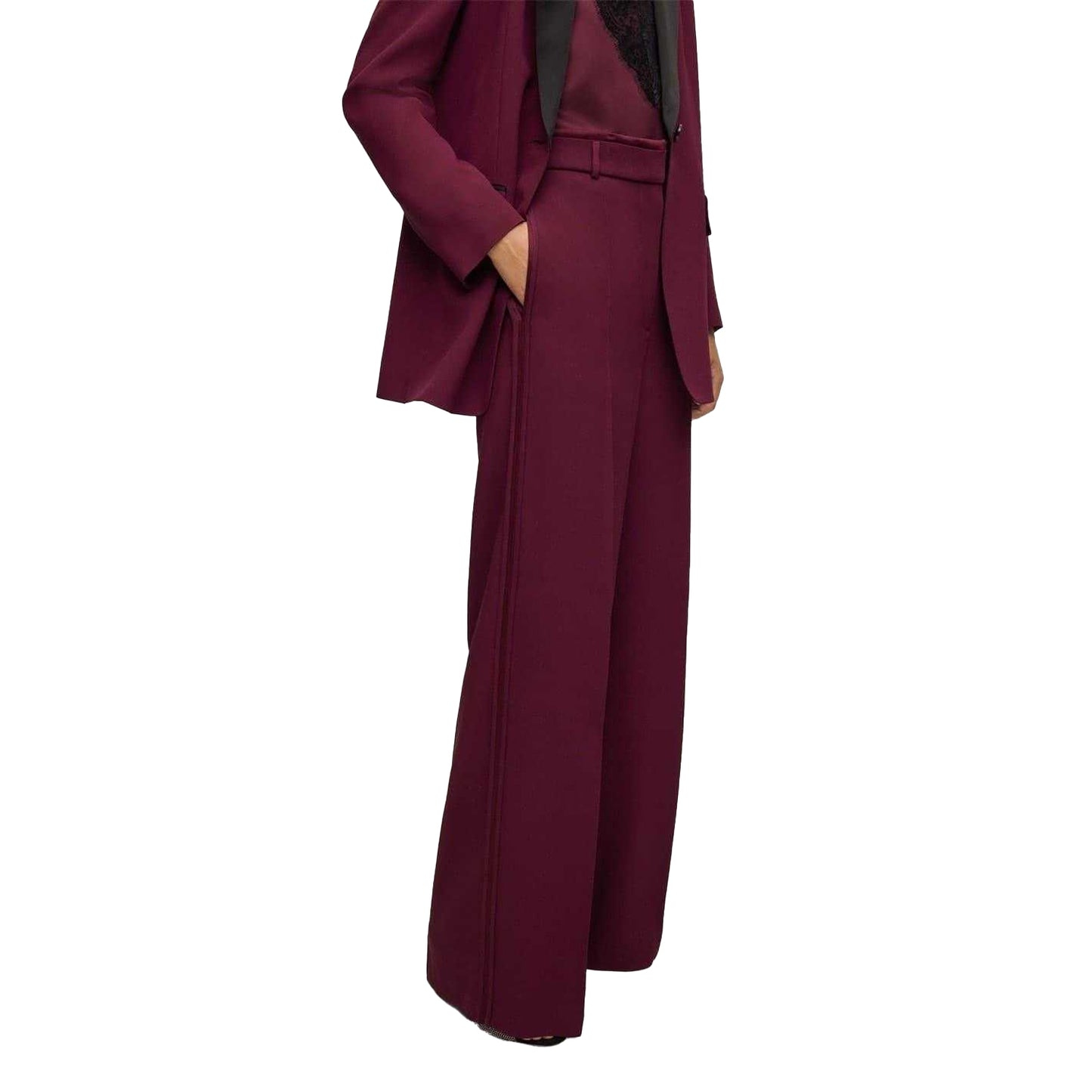 Red - Side - Boss Womens-Ladies Plain Tailored Trousers