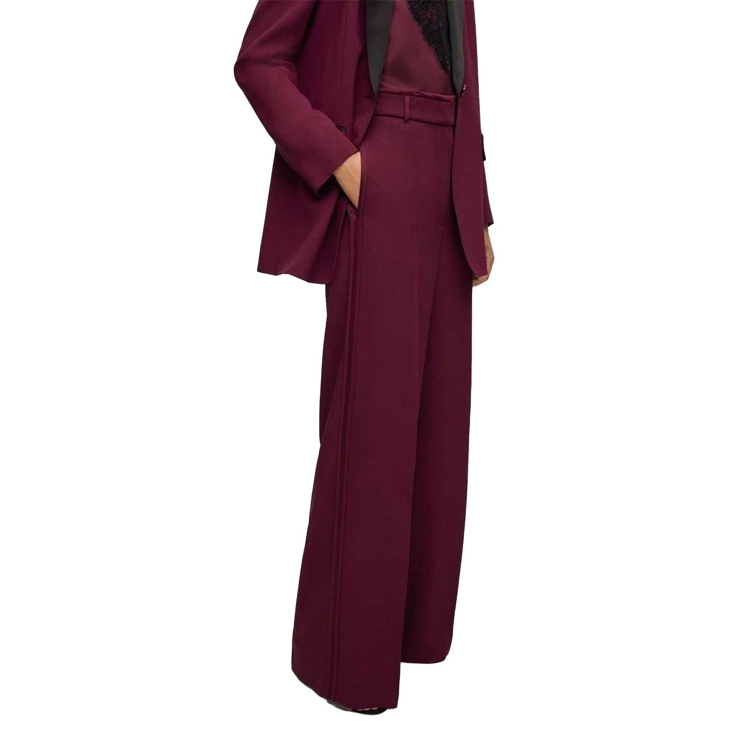 Red - Side - Boss Womens-Ladies Plain Tailored Trousers