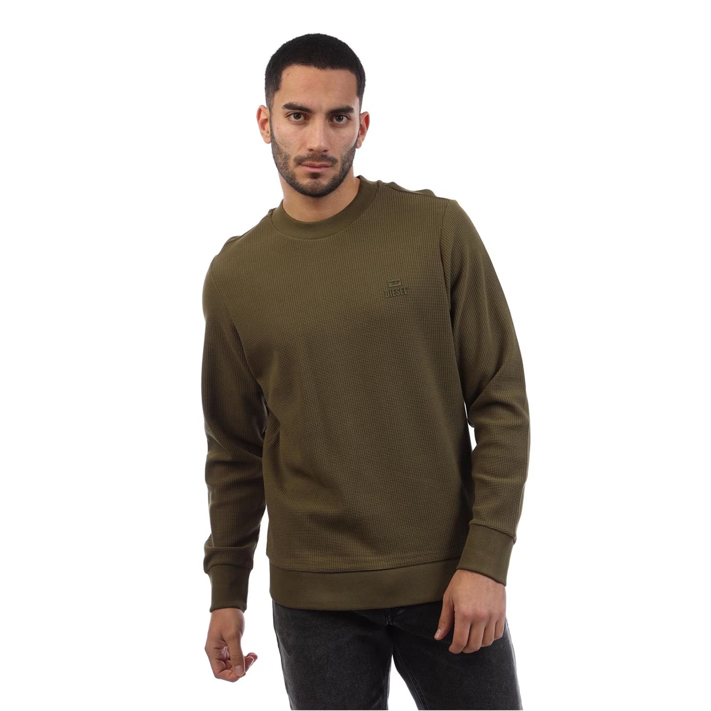 Brown - Side - Diesel Mens Ribbed Sweatshirt