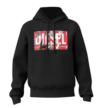 Black - Front - Diesel Mens Box Logo Long-Sleeved Hoodie