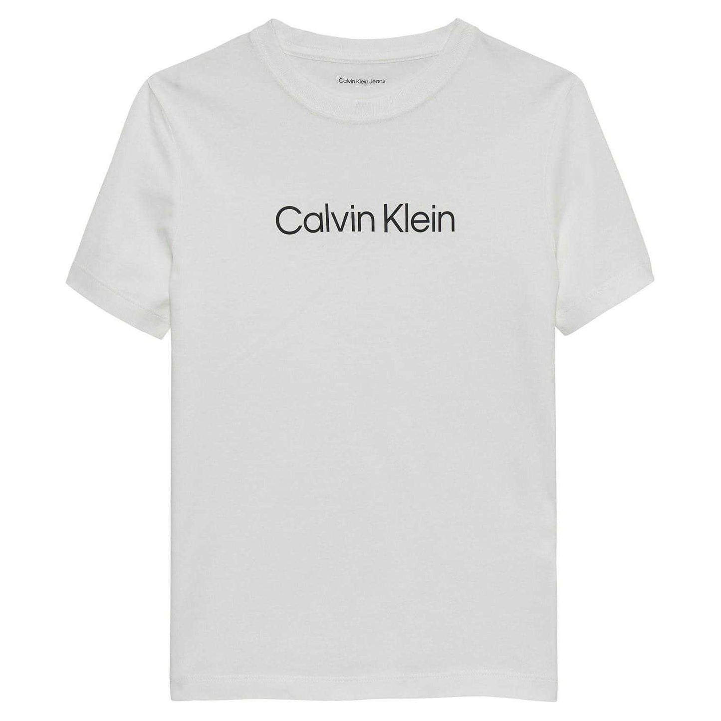 Black-White - Back - Calvin Klein Childrens-Kids Jeans Chest Logo T-Shirt (Pack of 2)