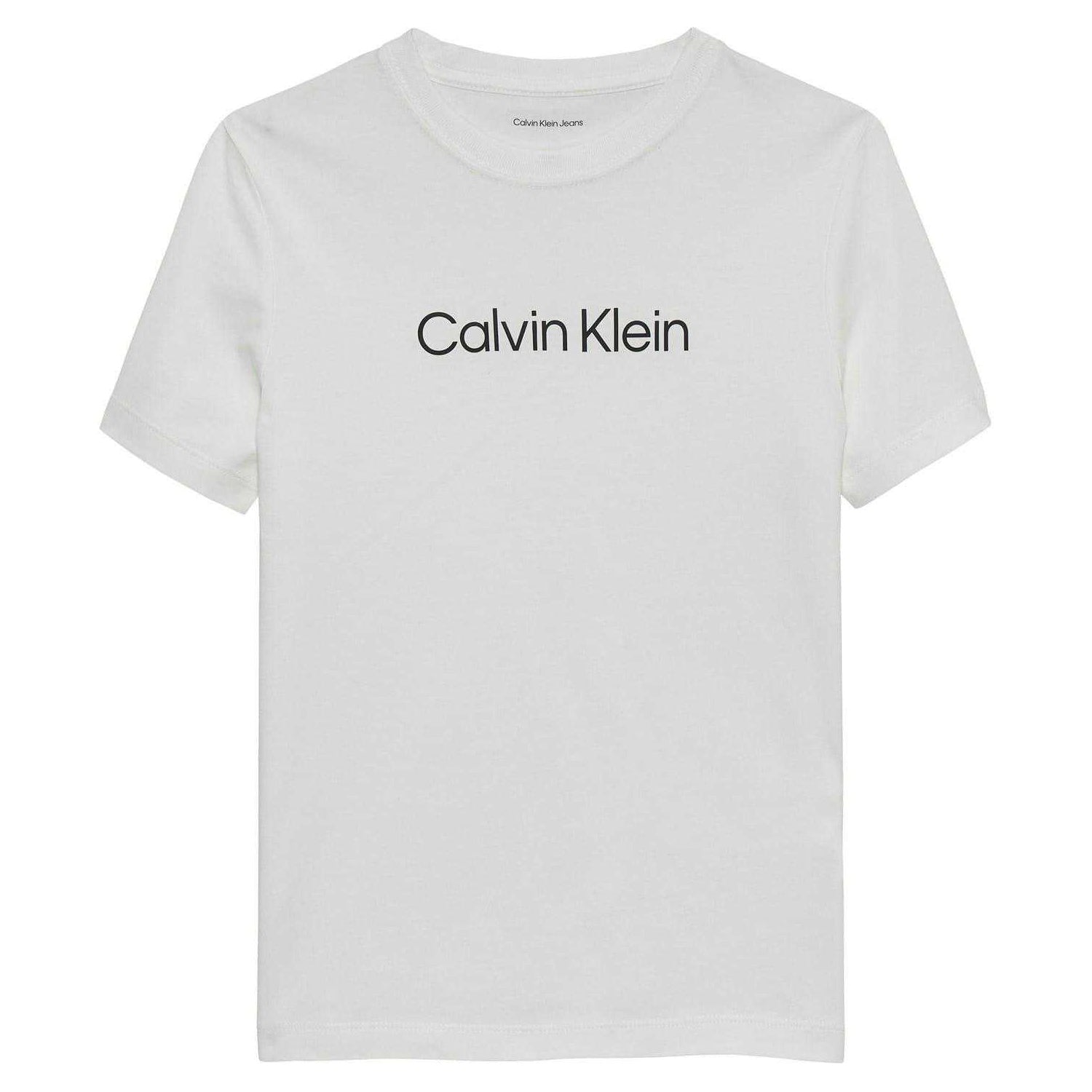 Black-White - Back - Calvin Klein Childrens-Kids Jeans Chest Logo T-Shirt (Pack of 2)