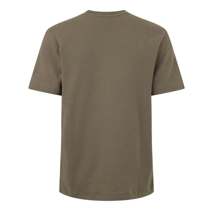Beige - Back - Hugo Mens Waffle Regular T-Shirt