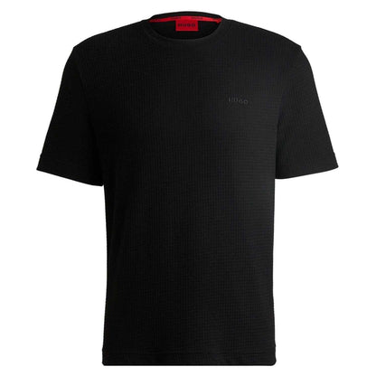 Black - Front - Hugo Mens Waffle Regular T-Shirt