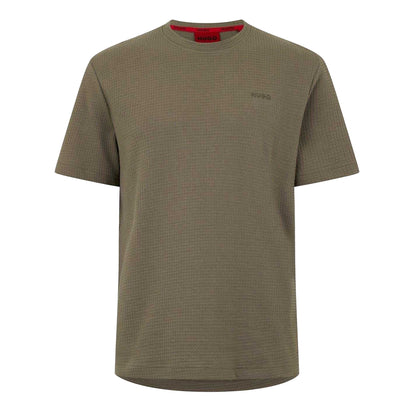 Beige - Front - Hugo Mens Waffle Regular T-Shirt