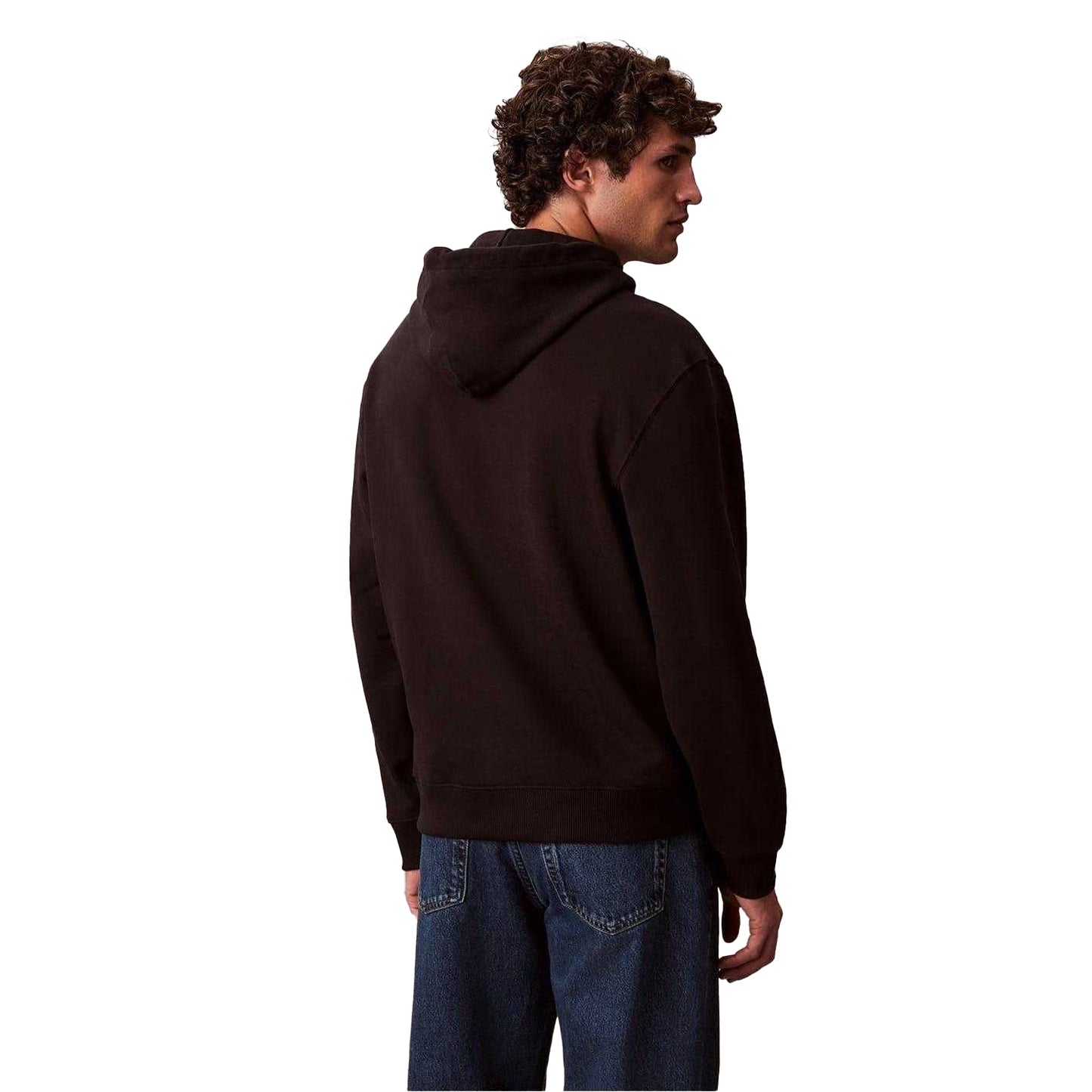 Black - Back - Calvin Klein Mens Monogram Long-Sleeved Hoodie