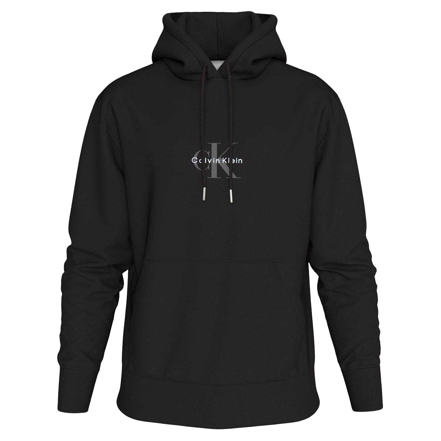 Black - Front - Calvin Klein Mens Monogram Long-Sleeved Hoodie