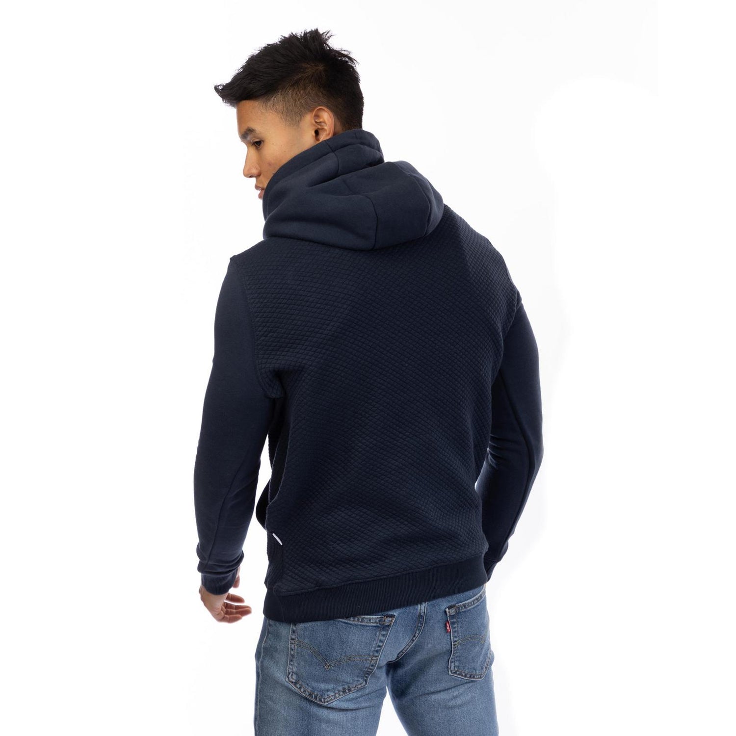 Dark Navy - Back - Peter Werth Mens Cotton Regular Hoodie
