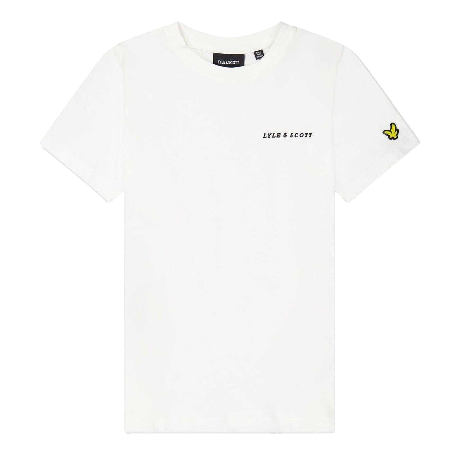 White - Front - Lyle & Scott Childrens-Kids Script Crew Neck T-Shirt