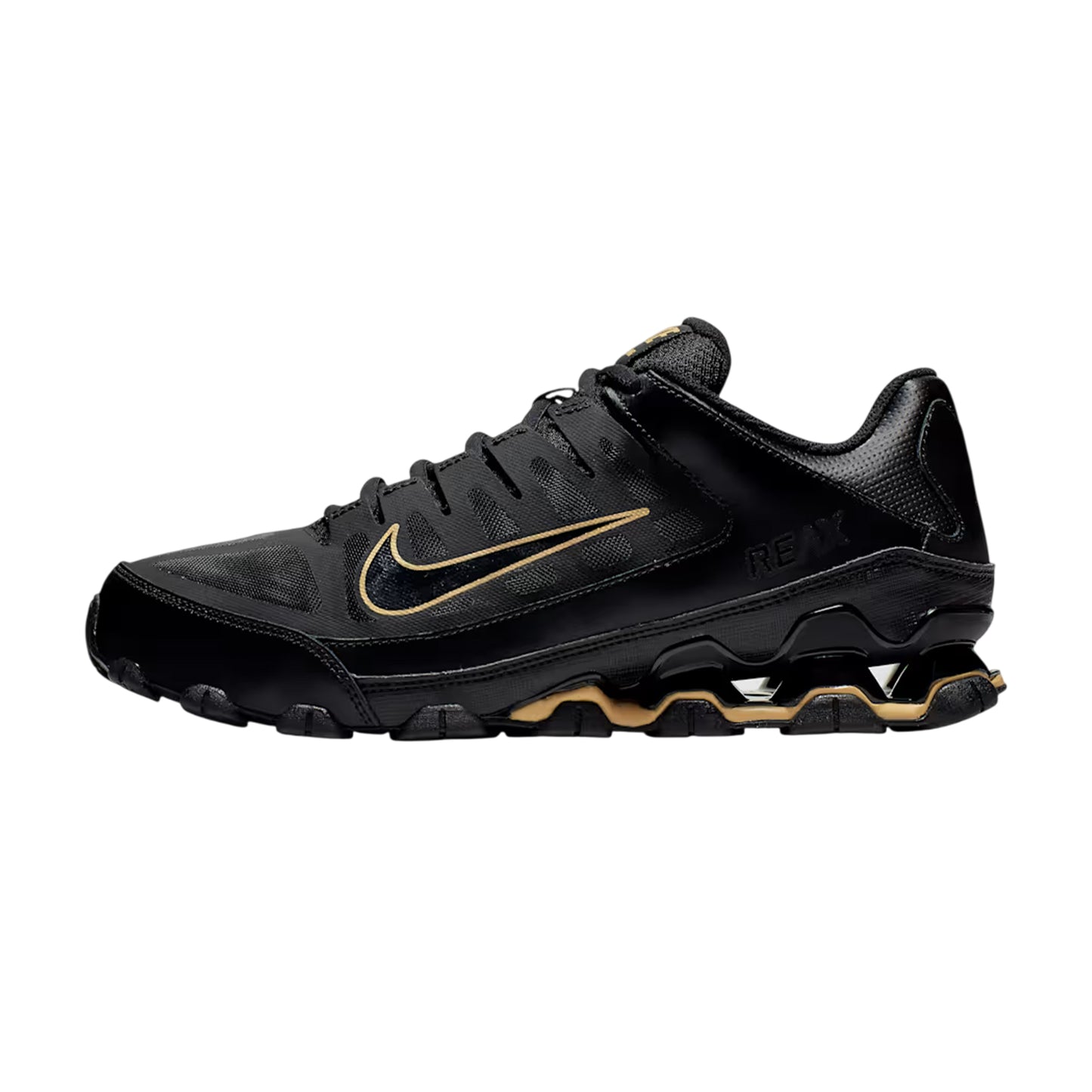 Black-Gold - Side - Nike Mens Reax 8 Tr Trainers