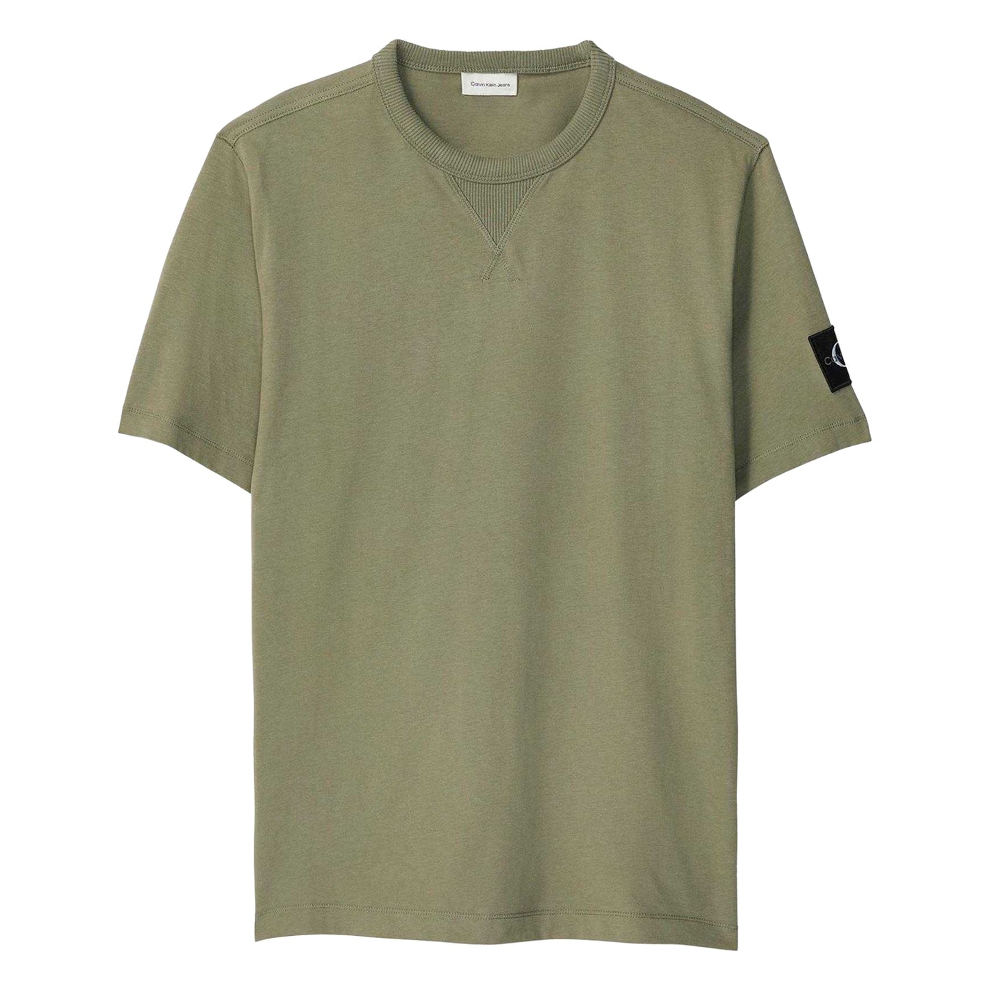 Deep Lichen Green - Front - Calvin Klein Mens Badge Crew Neck Regular T-Shirt