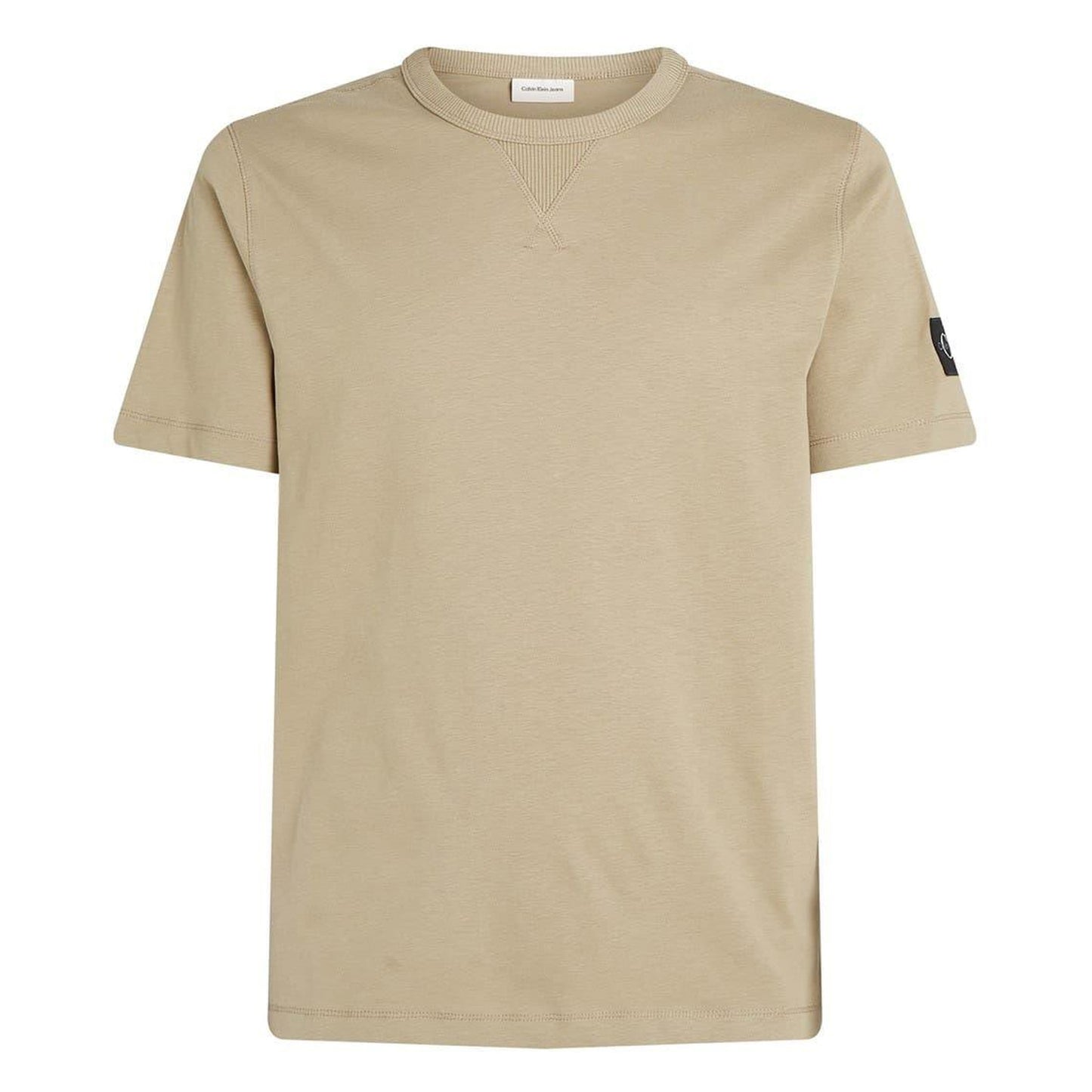 Khaki - Front - Calvin Klein Mens Badge Crew Neck Regular T-Shirt