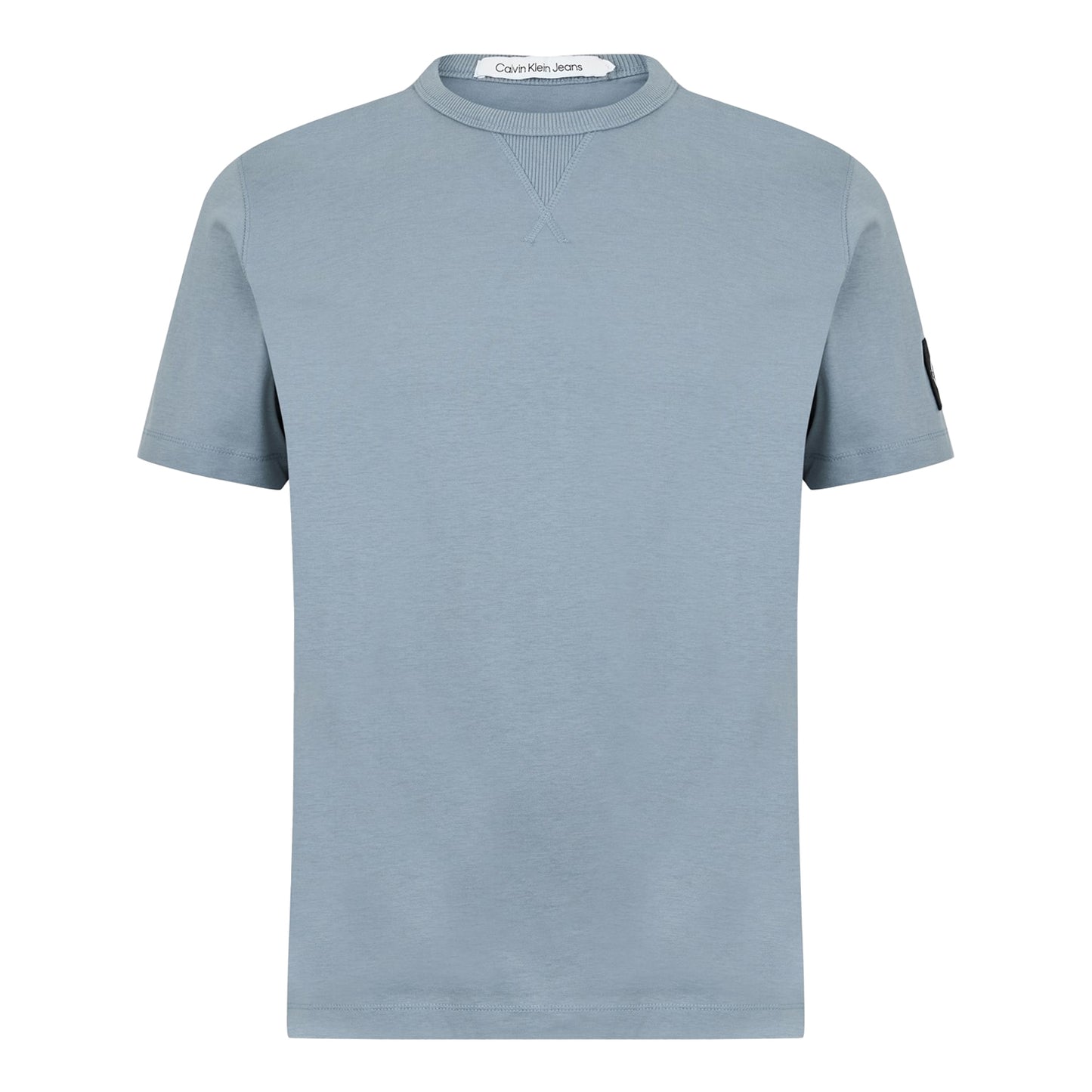 Overcast Grey - Front - Calvin Klein Mens Badge Crew Neck Regular T-Shirt
