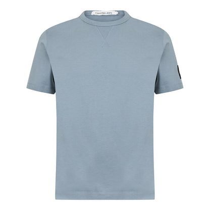 Overcast Grey - Front - Calvin Klein Mens Badge Crew Neck Regular T-Shirt
