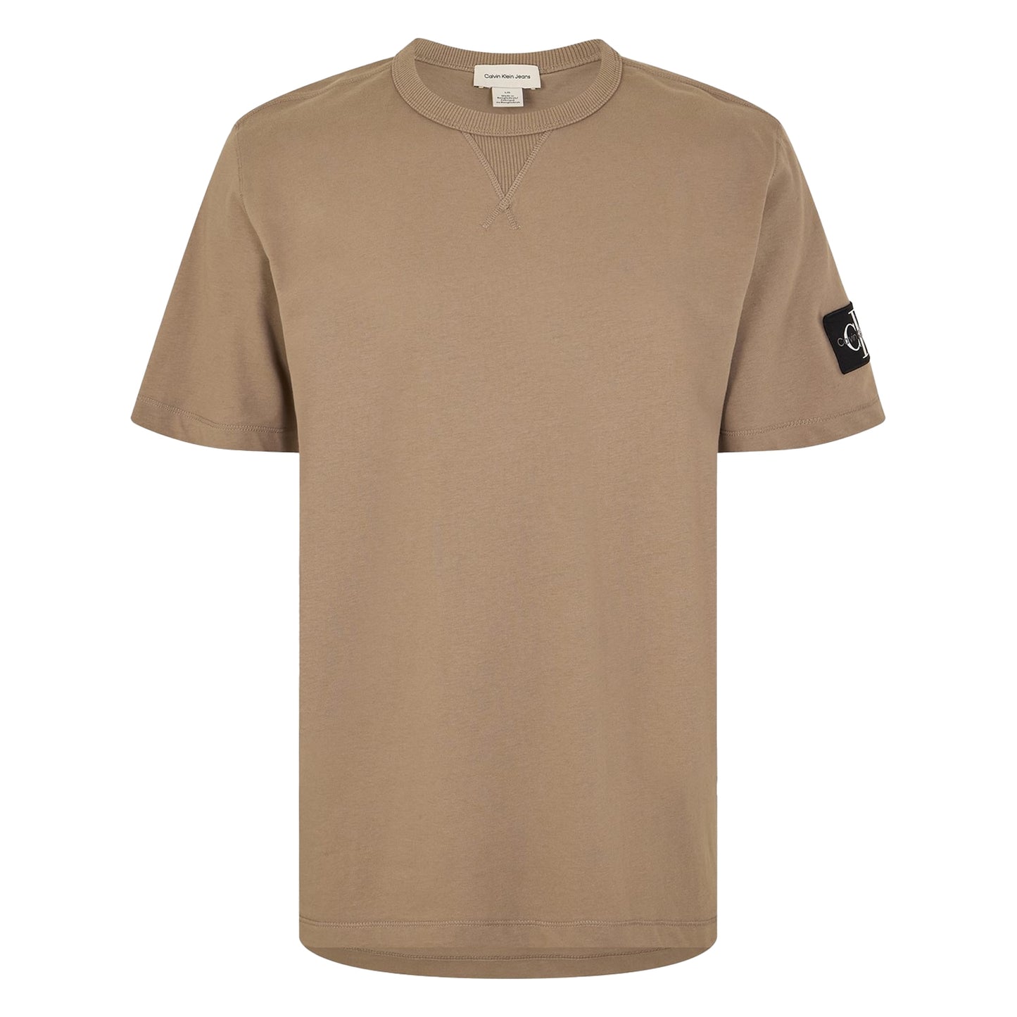 Brindle - Front - Calvin Klein Mens Badge Crew Neck Regular T-Shirt