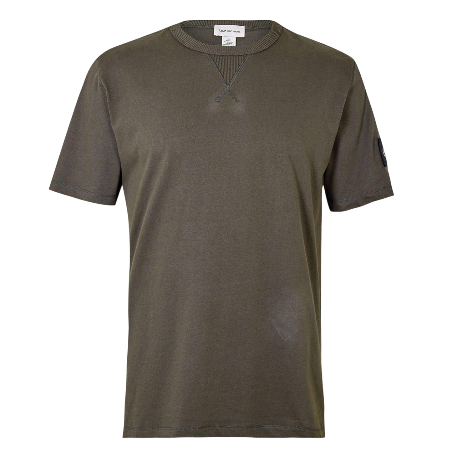 Beluga - Front - Calvin Klein Mens Badge Crew Neck Regular T-Shirt