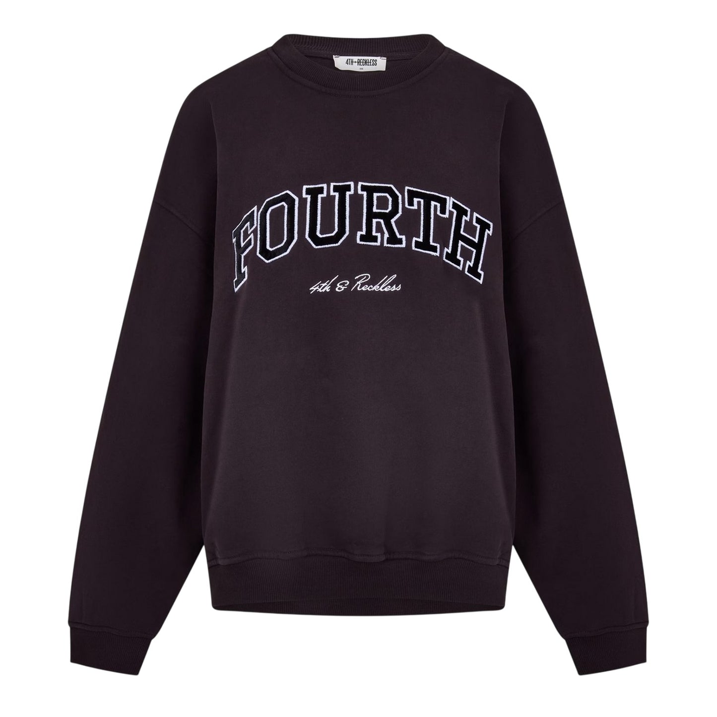 Chocolate - Front - 4th & Reckless Womens-Ladies Leon Arched Logo Sweatshirt
