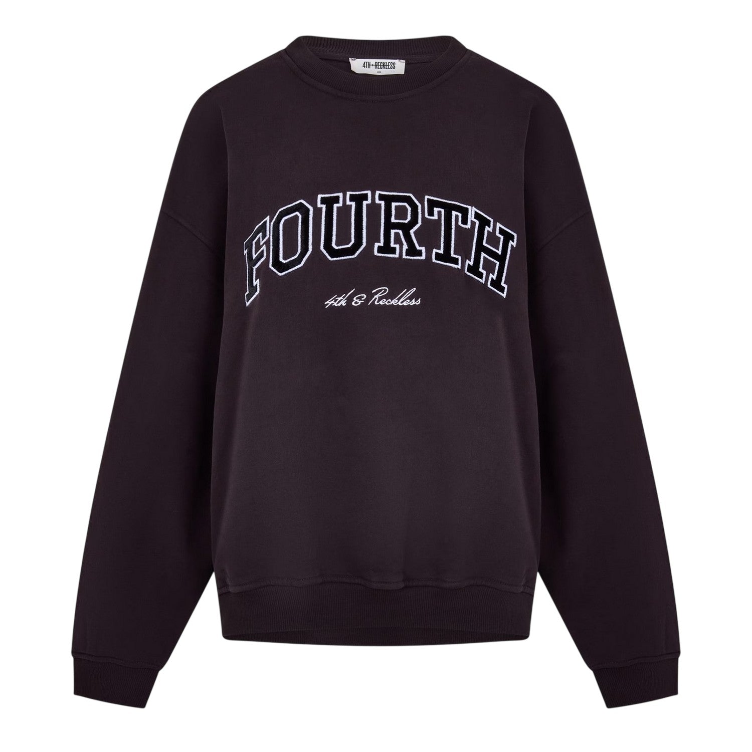 Chocolate - Front - 4th & Reckless Womens-Ladies Leon Arched Logo Sweatshirt