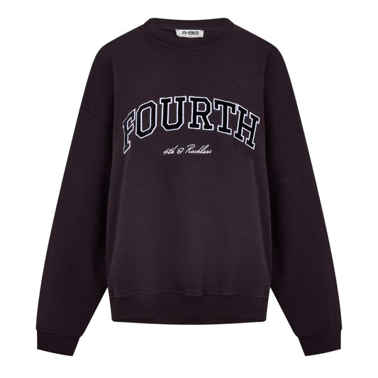 Chocolate - Front - 4th & Reckless Womens-Ladies Leon Arched Logo Sweatshirt