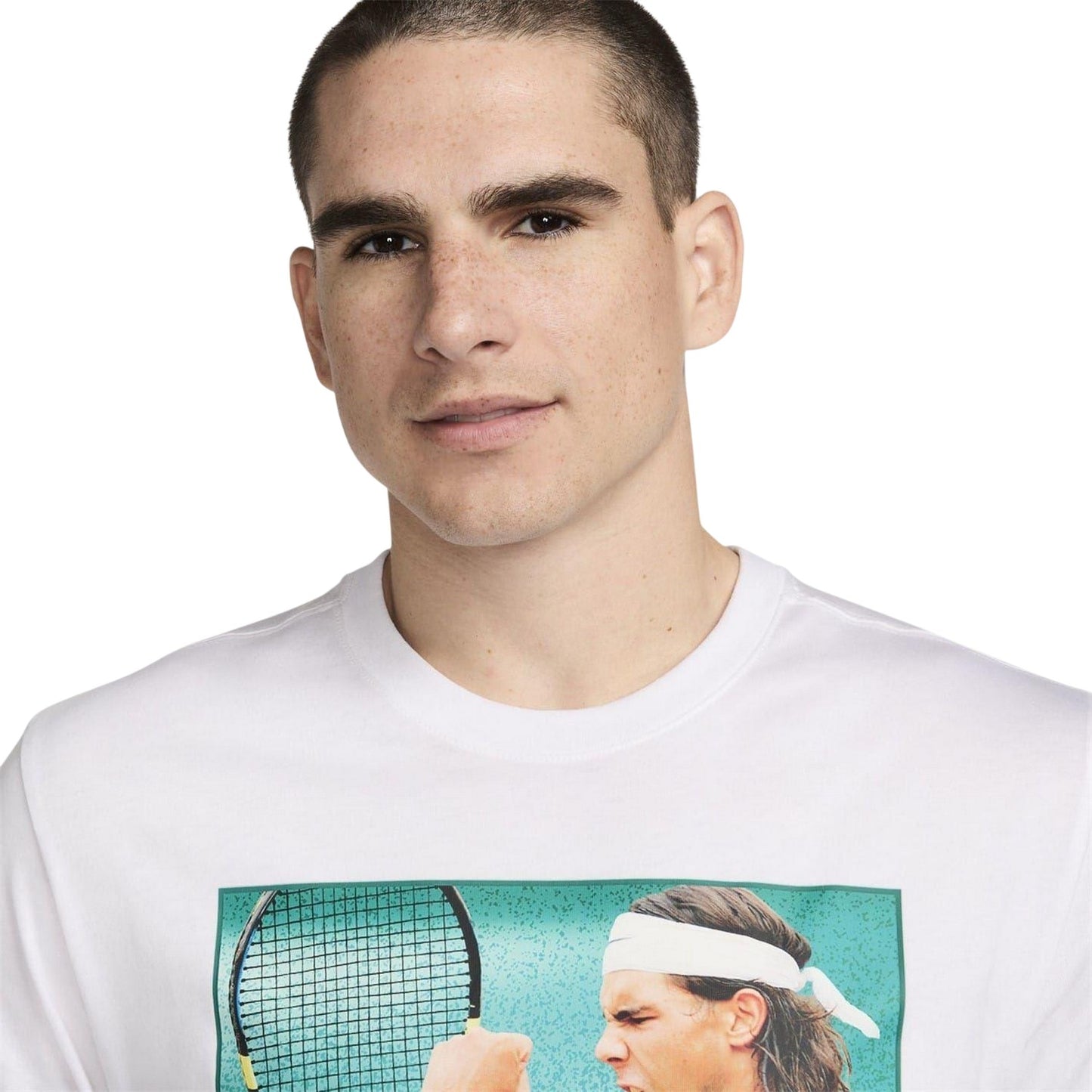 White - Side - Nike Mens Rafa Graphic Print Crew Neck Regular T-Shirt