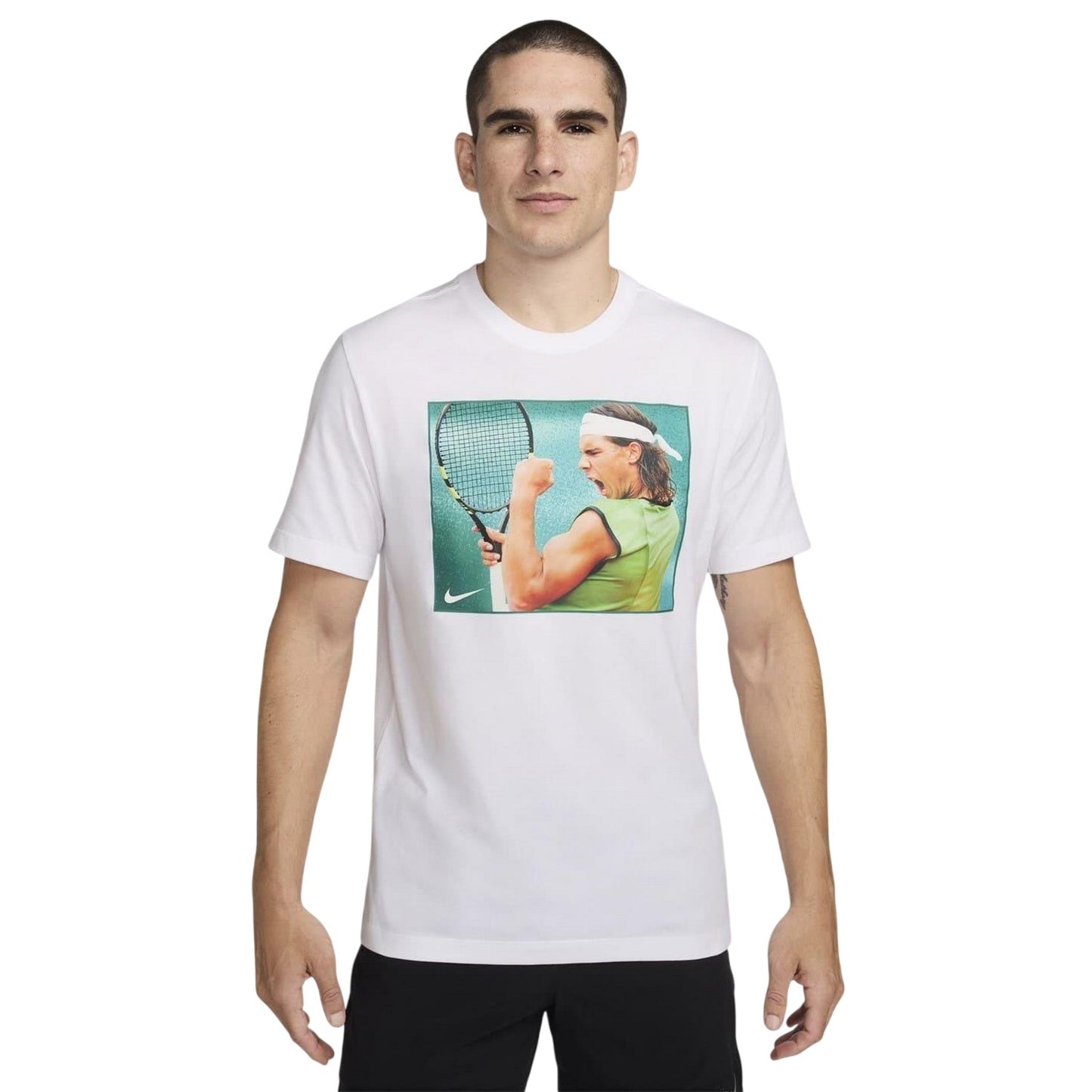 White - Lifestyle - Nike Mens Rafa Graphic Print Crew Neck Regular T-Shirt