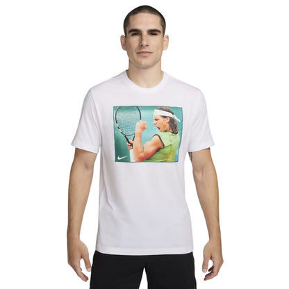 White - Lifestyle - Nike Mens Rafa Graphic Print Crew Neck Regular T-Shirt