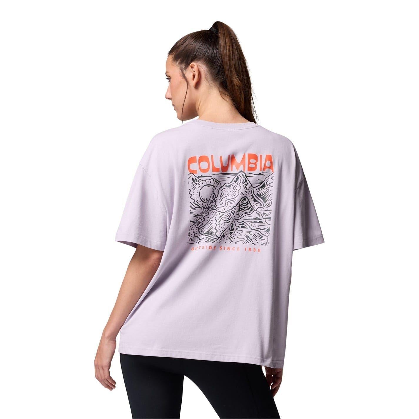 Lavender - Back - Columbia Womens-Ladies Back Print Oversized Boyfriend T-Shirt
