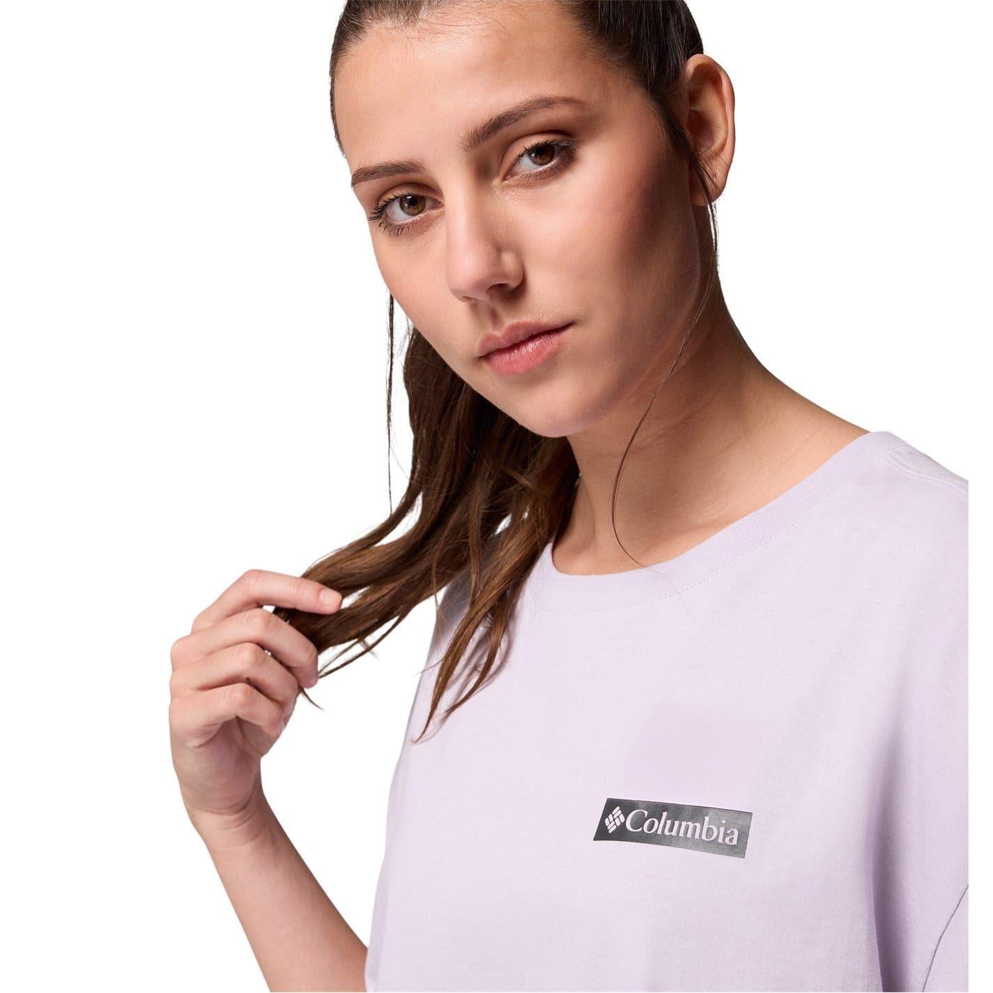 Lavender - Side - Columbia Womens-Ladies Back Print Oversized Boyfriend T-Shirt
