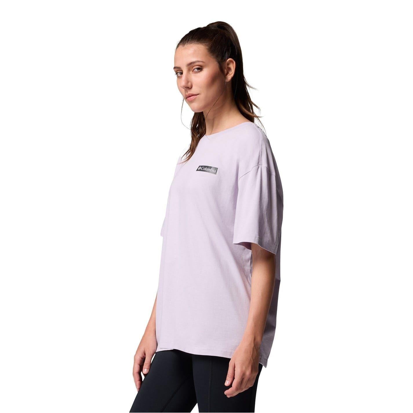Lavender - Pack Shot - Columbia Womens-Ladies Back Print Oversized Boyfriend T-Shirt