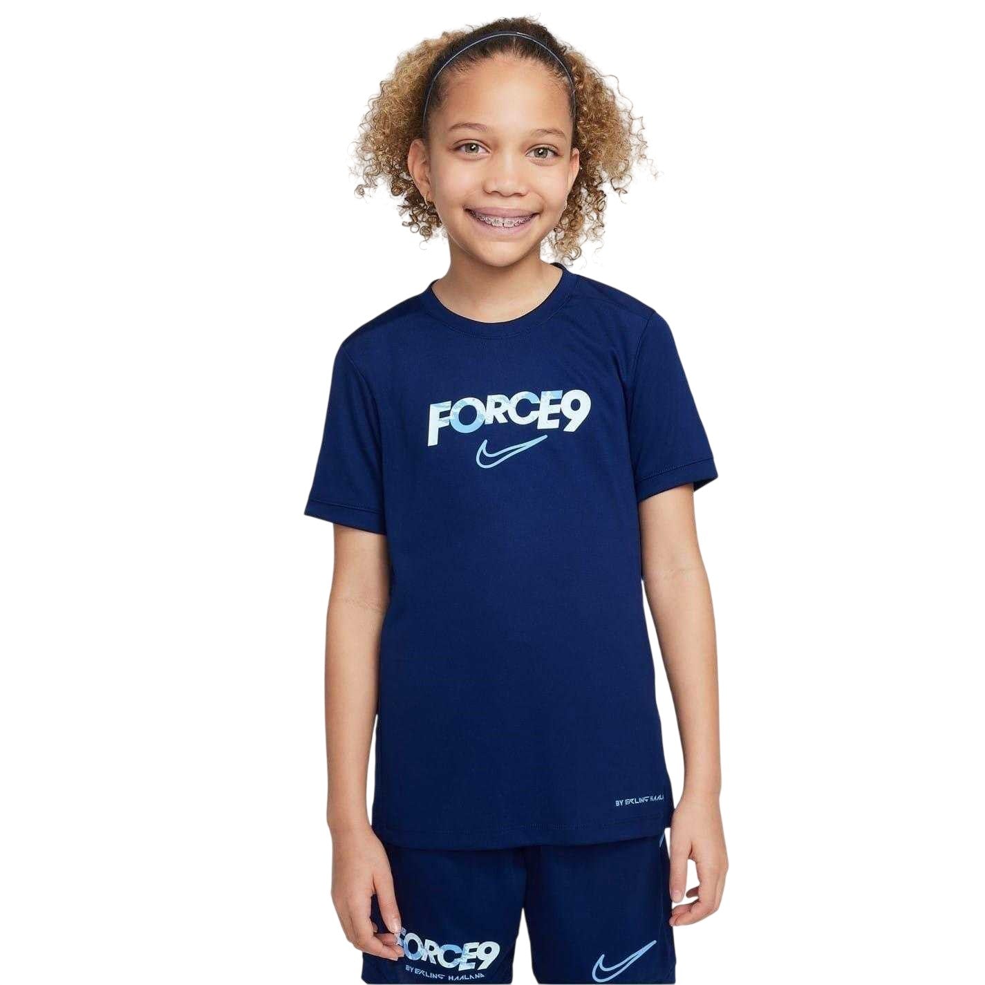 Navy-Blue - Front - Nike Boys Haaland Crew Neck Regular T-Shirt