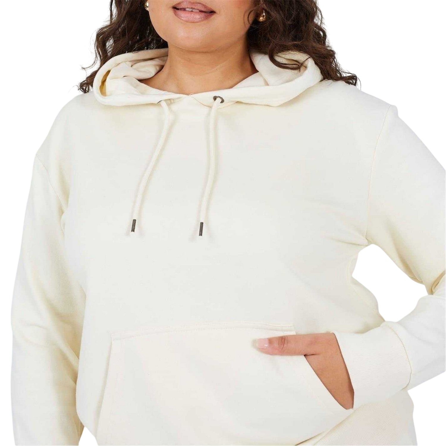 Cream - Side - Brave Soul Womens-Ladies Plain Long-Sleeved Hoodie