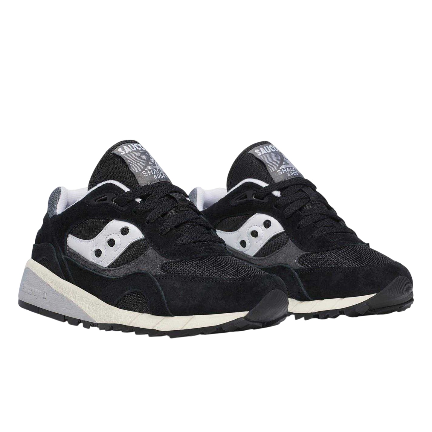 Black-Grey - Side - Saucony Mens Shadow 6000 Suede Shoes