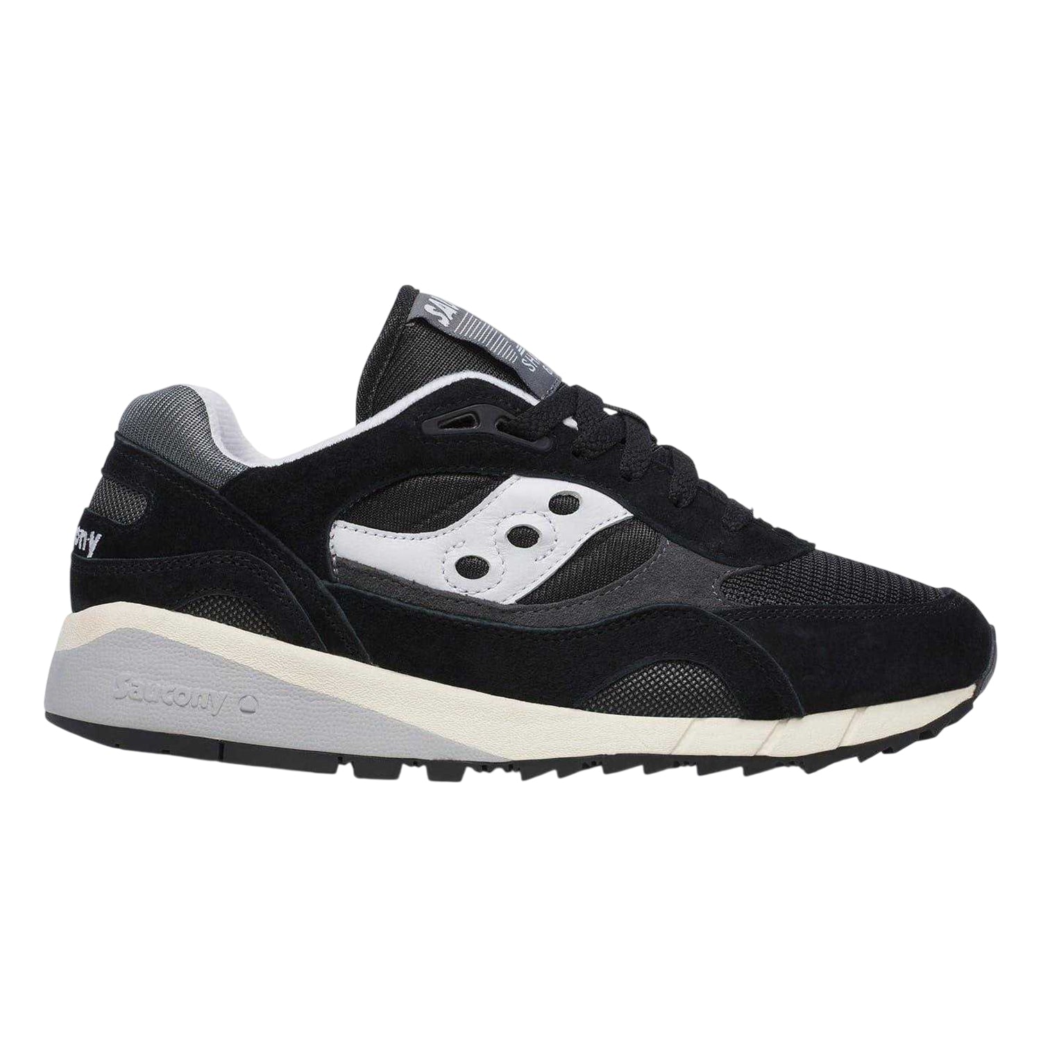 Black-Grey - Front - Saucony Mens Shadow 6000 Suede Shoes