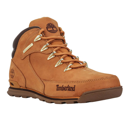 Wheat - Front - Timberland Mens Euro Rock Nubuck Mid Cut Hiking Boots