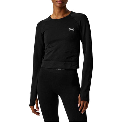 Black - Side - Everlast Womens-Ladies Raglan Crop T-Shirt