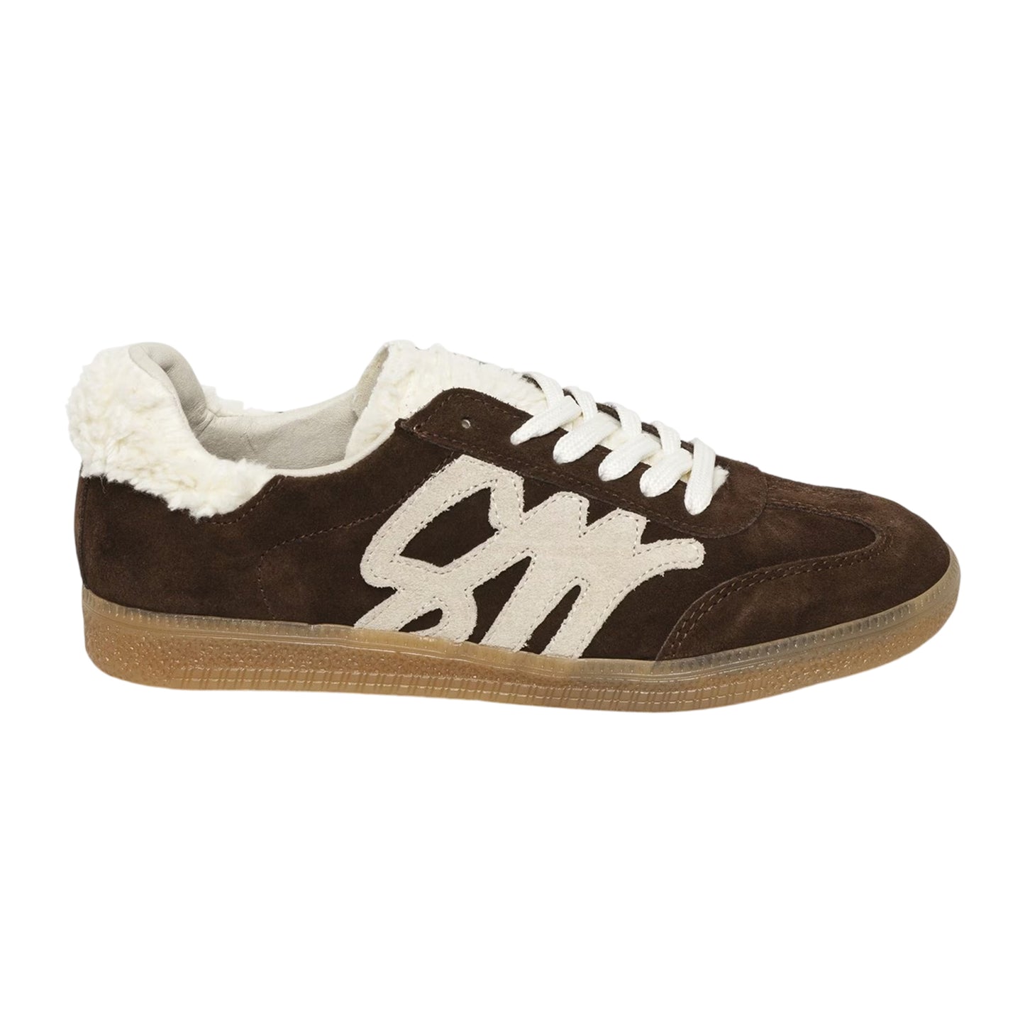 Dark Brown - Side - Steve Madden Womens-Ladies Elora Suede Trainers