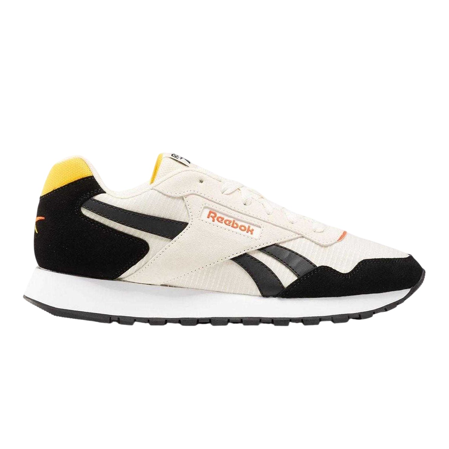 White-Black - Side - Reebok Mens Glide Suede Trainers