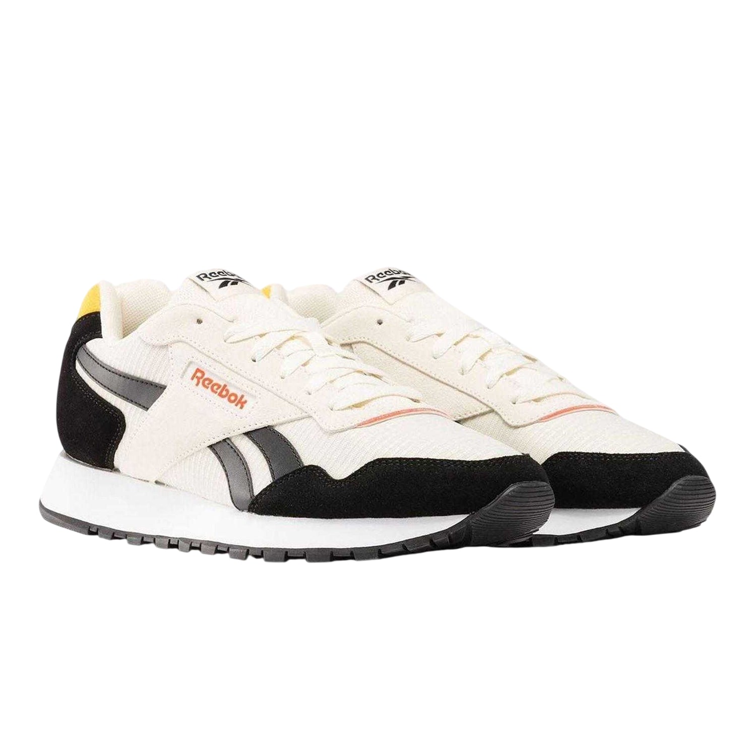 White-Black - Front - Reebok Mens Glide Suede Trainers