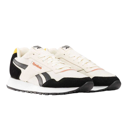 White-Black - Front - Reebok Mens Glide Suede Trainers