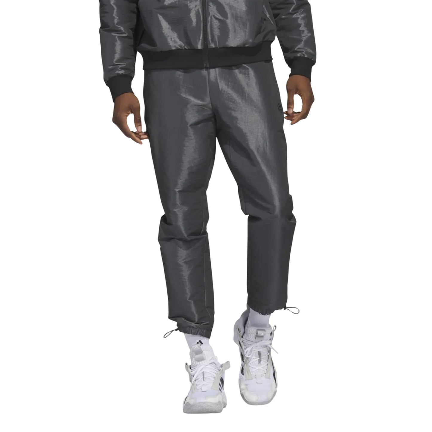 Grey - Side - Adidas Mens Harden Travel Tracksuit Bottoms