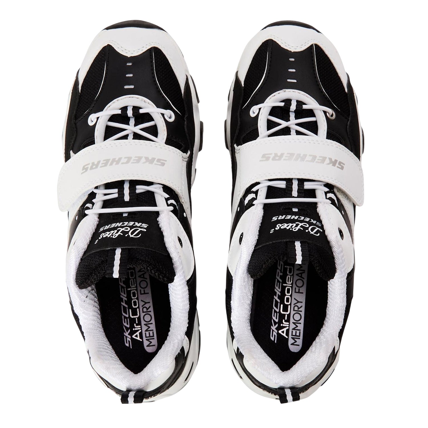 White-Black - Side - Skechers Childrens-Kids D Lites 2 Chunky Flat Trainers