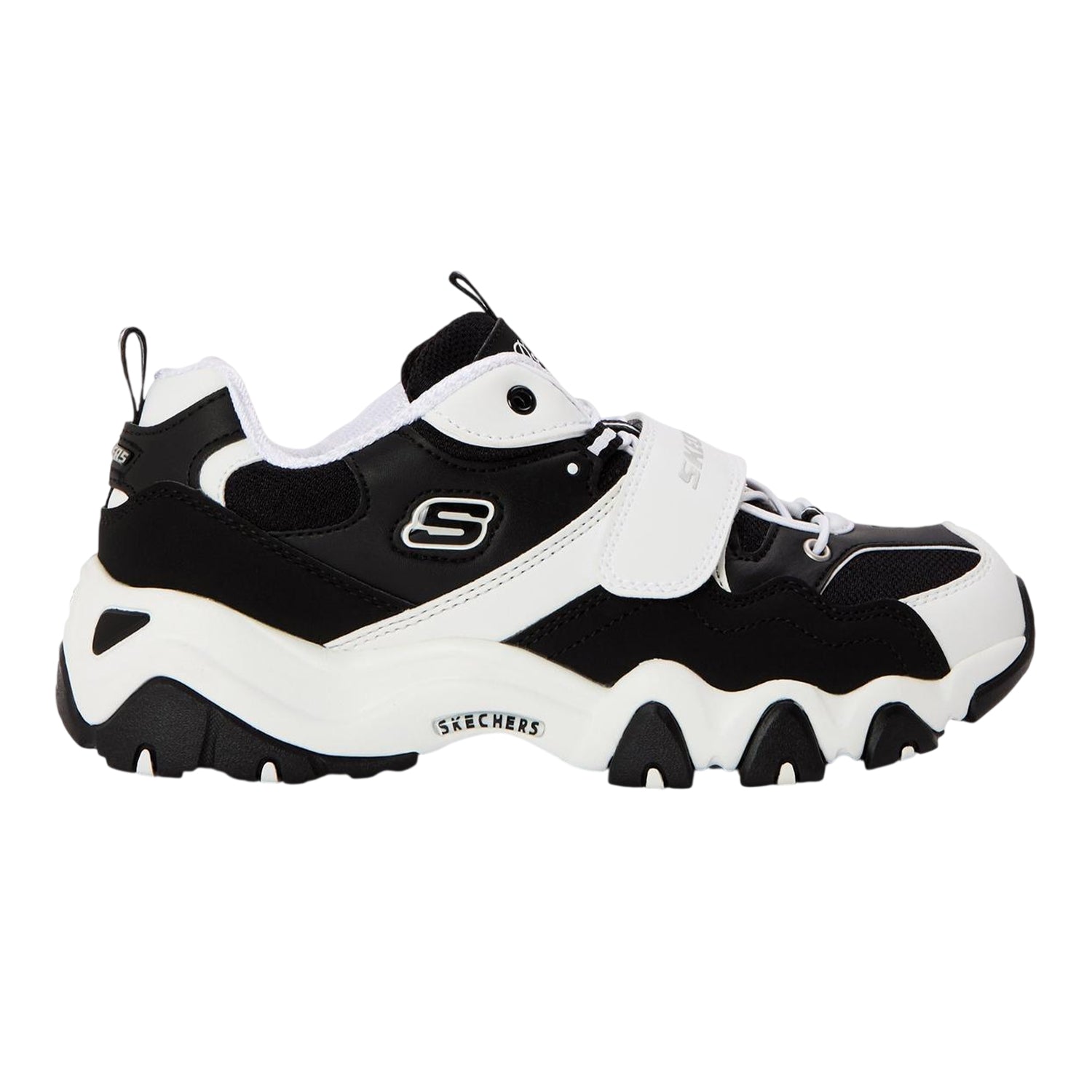 White-Black - Front - Skechers Childrens-Kids D Lites 2 Chunky Flat Trainers