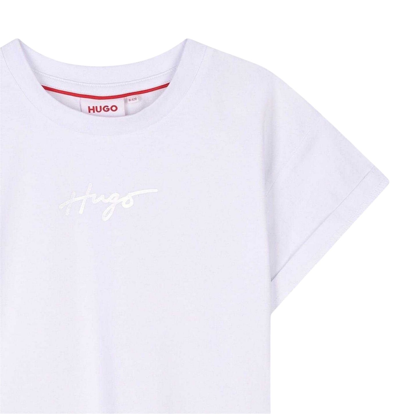 White - Side - Hugo Childrens-Kids Logo Regular T-Shirt