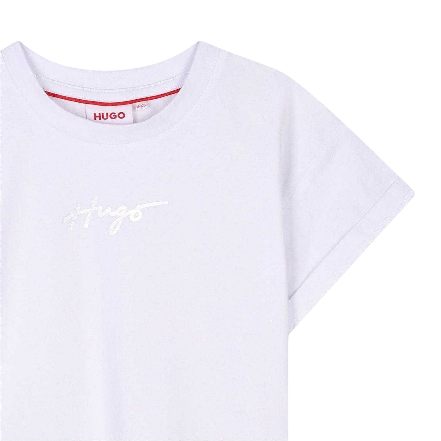 White - Side - Hugo Childrens-Kids Logo Regular T-Shirt