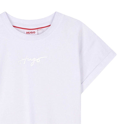 White - Side - Hugo Childrens-Kids Logo Regular T-Shirt